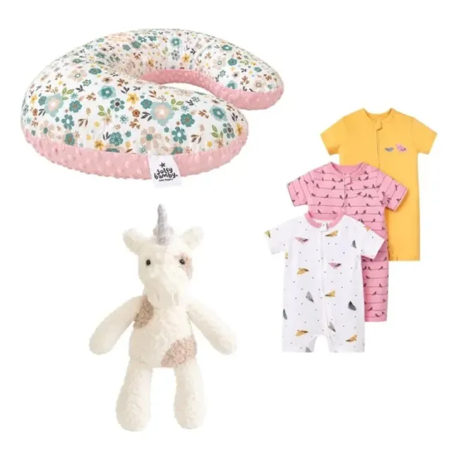 Kit de regalo para recién nacido almohada mamelucos peluche Kit de regalo para recién nacido almohada mamelucos peluche