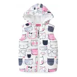 Chaleco afelpado de invierno diseño gatitos con gorro blanco 120 Chaleco afelpado de invierno diseño gatitos con gorro blanco 120