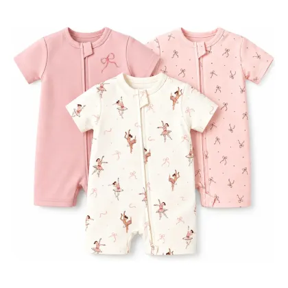 Mameluco para bebé Jolly Bamby manga corta paquete de 3 rosa 0-6 meses