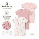 Mameluco para bebé Jolly Bamby manga corta paquete de 3 rosa 0-6 meses Mameluco para bebé Jolly Bamby manga corta paquete de 3 rosa 0-6 meses