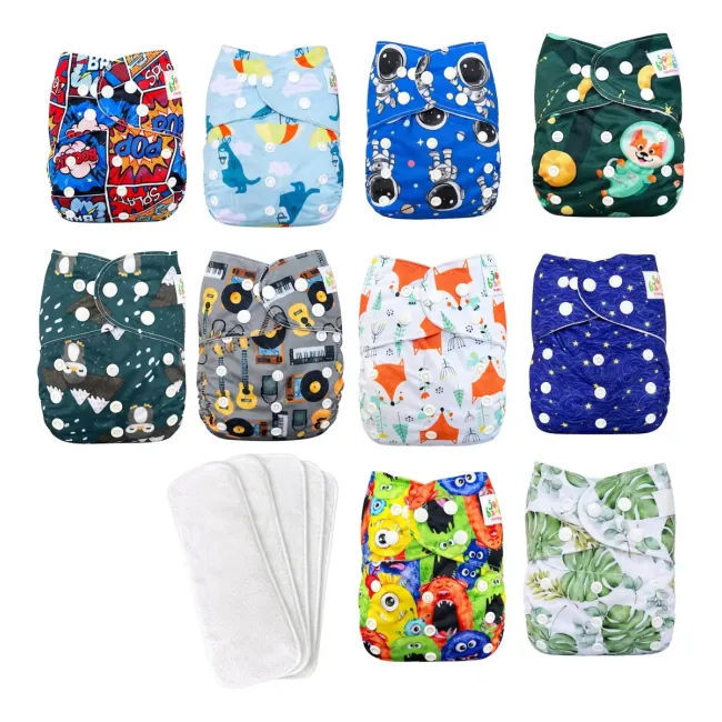pañales ecológicos reutilizables para bebés paquete de 10 niño
