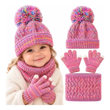 Kit de gorro bufanda y guantes para bebés y niños calidad multicolor unitalla