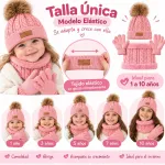 Kit de gorro bufanda y guantes para bebés y niñas calidad rosa unitalla Kit de gorro bufanda y guantes para bebés y niñas calidad rosa unitalla