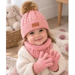 Kit de gorro bufanda y guantes para bebés y niñas calidad rosa unitalla Kit de gorro bufanda y guantes para bebés y niñas calidad rosa unitalla