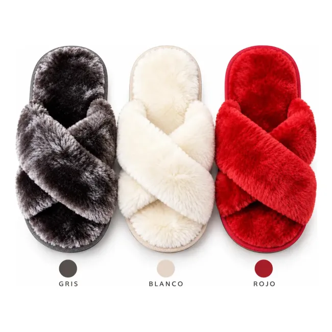 Pantuflas abiertas de peluche otoño/invierno regalitos Pantuflas abiertas de peluche otoño/invierno regalitos