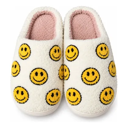 Pantuflas de mujer dama emoji pantuflas peluche cómoda suave blanco 36-37